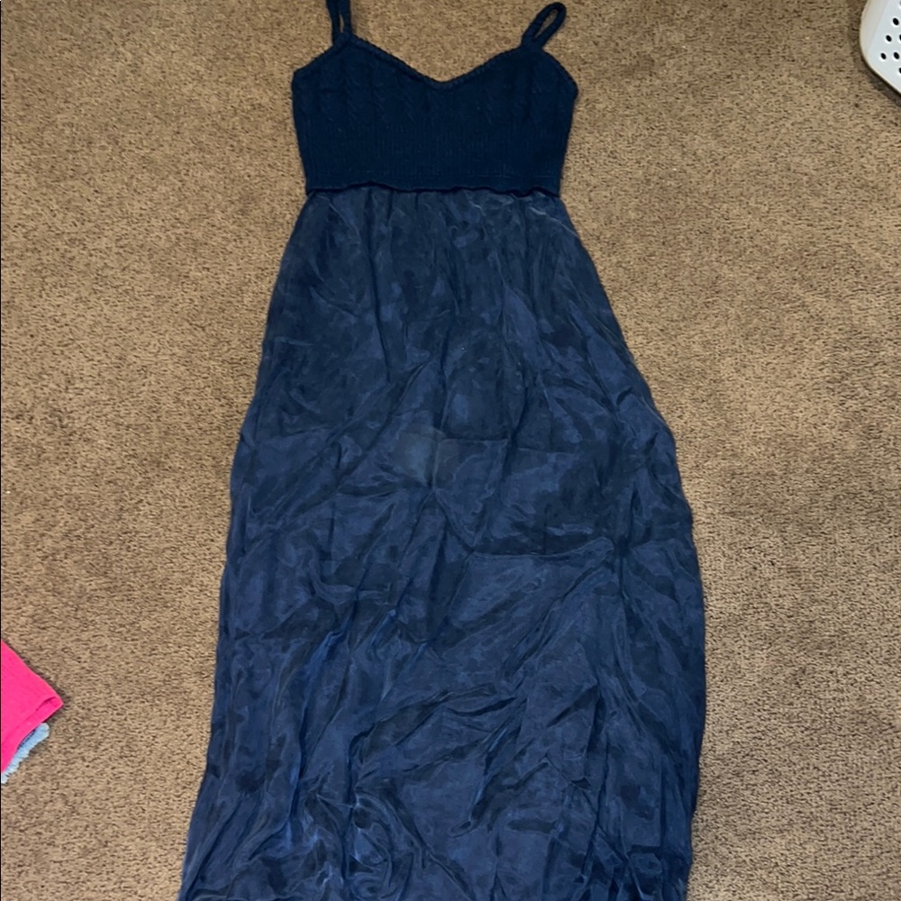 LOUP women’s spaghetti‎ strap dress mixed media midi extra small Anthropologie